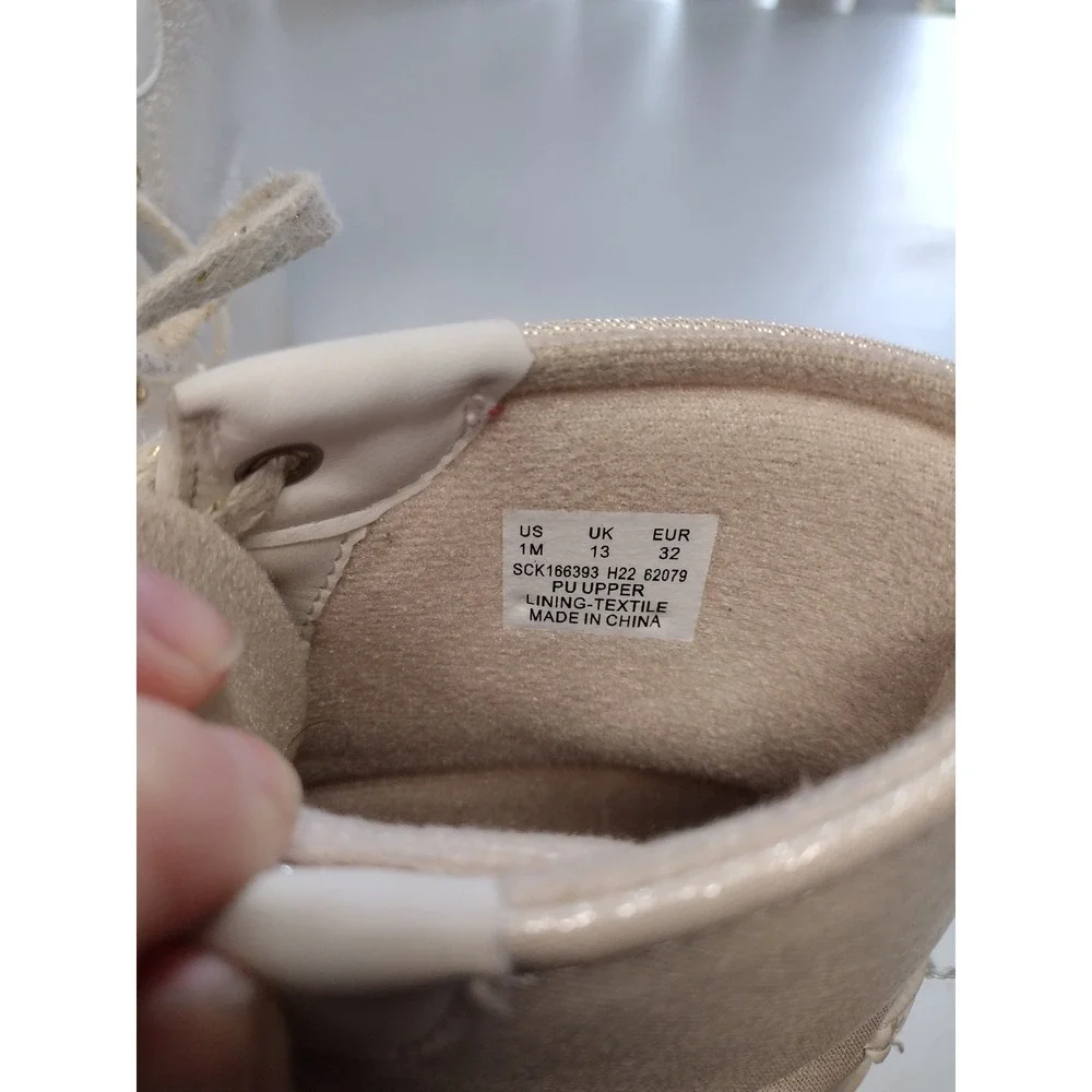 Sperry Top Sider Kids Boots‎ Beige Glitter Waterproof Duck Boots Size 1